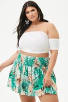 Forever21 Plus Size Watercolor Palm Print Skirt