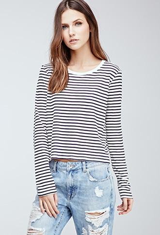 Forever21 Boxy Texture-striped Tee