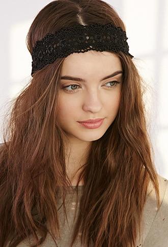Forever21 Scalloped Crochet Headwrap (black)