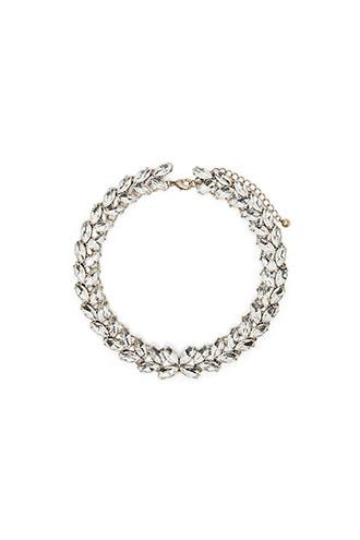 Forever21 Antique Gold & Clear Faux Stone Statement Necklace