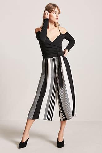 Forever21 Stripe Crepe Culottes