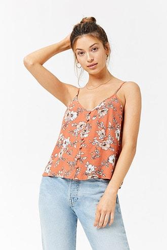 Forever21 Floral Button-front Cami Top