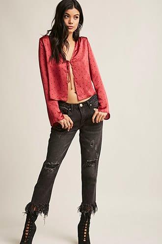 Forever21 Fringed Ankle Jeans