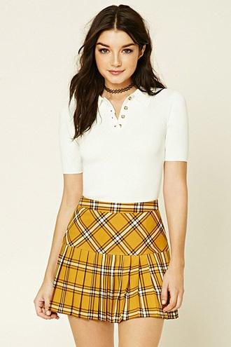 Forever21 Women's  Tartan Plaid Pleated Mini Skirt