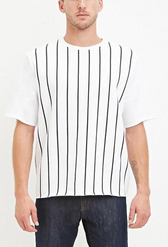 21 Men Striped Fleece Tee