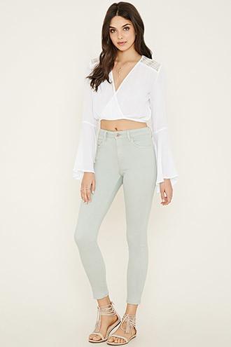 Forever21 Women's  Seafoam Mid-rise Skinny Jeans