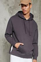 21 Men Men's  Grey Zip-hem Hoodie