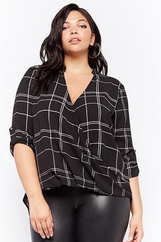 Forever21 Plus Size Plaid Surplice Top