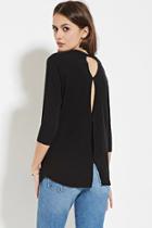 Love21 Women's  Black Contemporary Cutout-back Top