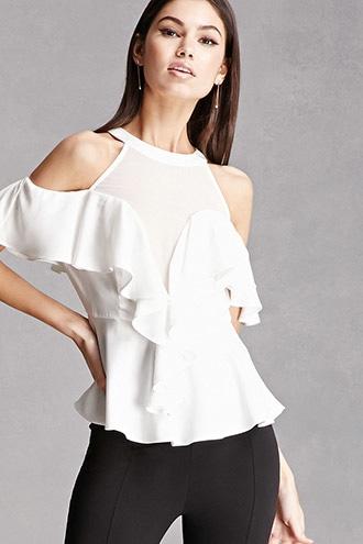 Forever21 Open-shoulder Peplum Top