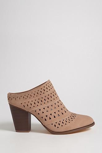 Forever21 Faux Suede Geo Cutout Mules