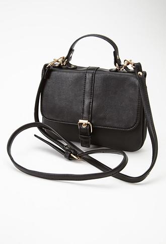 Forever21 Buckled Faux Leather Crossbody (black)