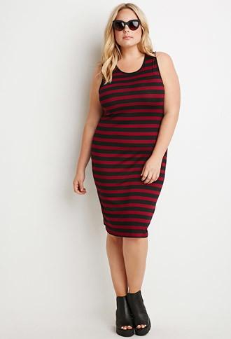 Forever21 Plus Women's  Striped Midi Dress