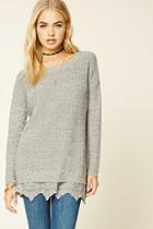 Forever21 Women's  Lace-hem Dolman Sweater