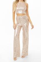 Forever21 Striped Metallic Sequin Wide-leg Pants