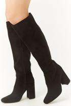 Forever21 Square Toe Faux Suede Tall Boots