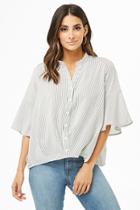 Forever21 Pinstriped Trumpet Sleeve Top