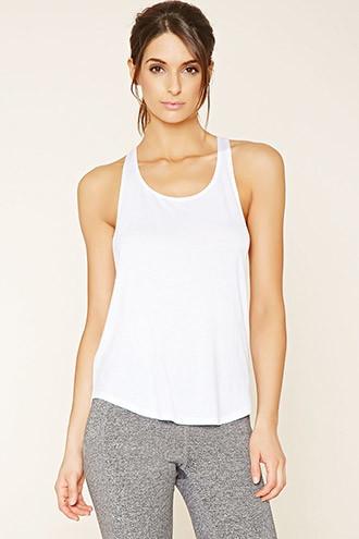 Forever21 Women's  White Active Braided-back Tank