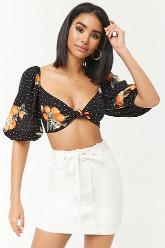 Forever21 Frayed Denim Grommet Skirt