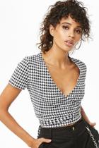 Forever21 Houndstooth Surplice Top