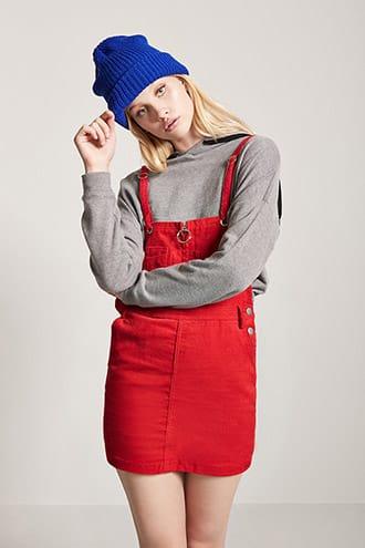 Forever21 Distressed Corduroy Overall Dress