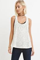 Forever21 Embroidered Mesh Trapeze Tank