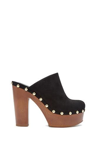 Forever21 Women's  Black Studded Faux Suede Clogs