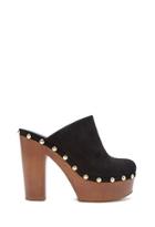 Forever21 Women's  Black Studded Faux Suede Clogs