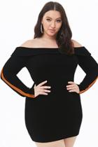 Forever21 Plus Size Ribbed Striped-trim Off-the-shoulder Dress
