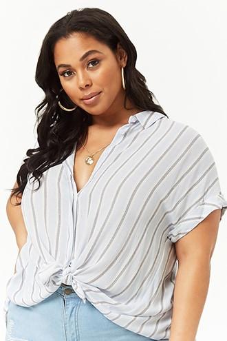 Forever21 Plus Size Striped Split-back Top