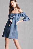 Forever21 Off-the-shoulder Chambray Dress