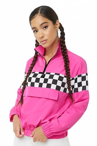Forever21 Checkered-panel Flap-pocket Windbreaker