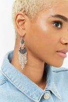 Forever21 Etched Beaded Fringe Drop Earrings