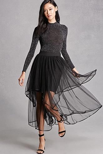 Forever21 Layered Mesh Midi Skirt