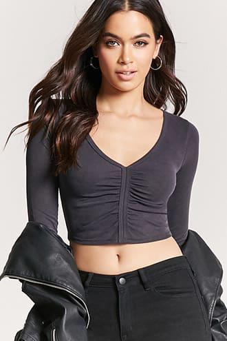 Forever21 Ribbed Knit Ruched Crop Top