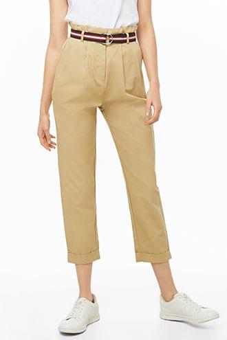 Forever21 Cuffed Ankle Paperbag Pants