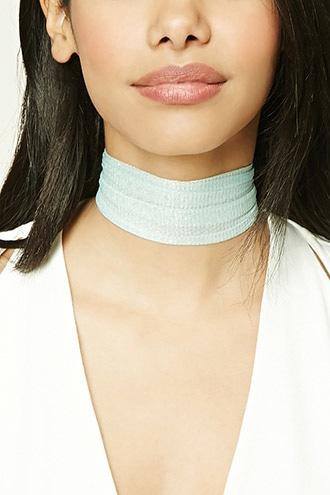 Forever21 Mint Metallic Mesh Choker