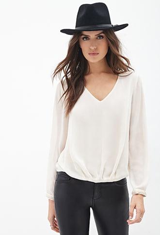 Forever21 Contemporary Beaded V-cut Blouse