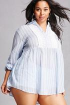 Forever21 Tassels N Lace Striped Shirt