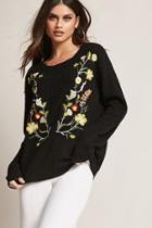 Forever21 Embroidered Floral Sweater