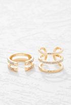 Forever21 Rhinestone Cutout Ring Set (gold/clear)