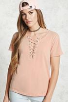 Forever21 Lace-up Mineral Wash Tee