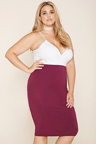 Forever21 Plus Women's  Dark Purple Plus Size Midi Skirt