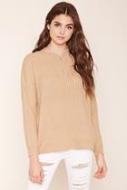 Forever21 Women's  Taupe Cable Knit Sweater Top