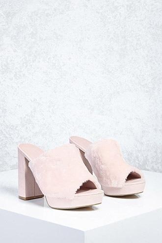 Forever21 Faux Fur Platform Mules