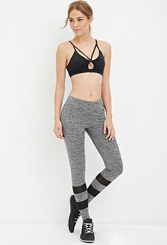 Forever21 Heathered Mesh-paneled Leggings