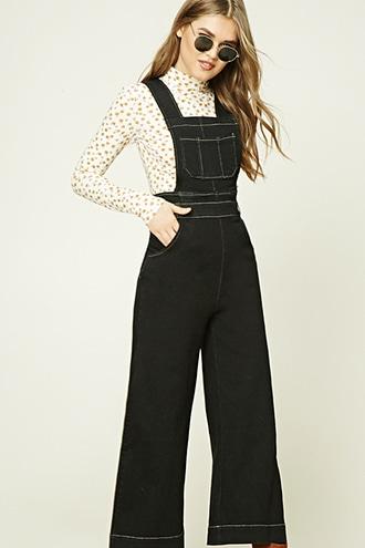 Forever21 Women's  Ivory & Mustard Floral Print Turtleneck Top