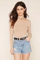 Forever21 Women's  Taupe Strappy Back Knit Top