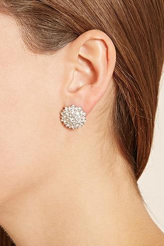 Forever21 Silver & Clear Rhinestone Stud Earrings