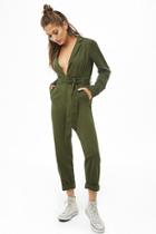 Forever21 Notched Collar Utility Jumpsuit
